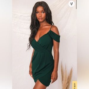 Lulus Love So Sweet Hunter Green Off-the-Shoulder Bodycon Dress